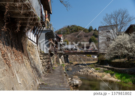 足助の街並みを流れる川からの風景 足助の街並みを流れる川からの風景 137981802