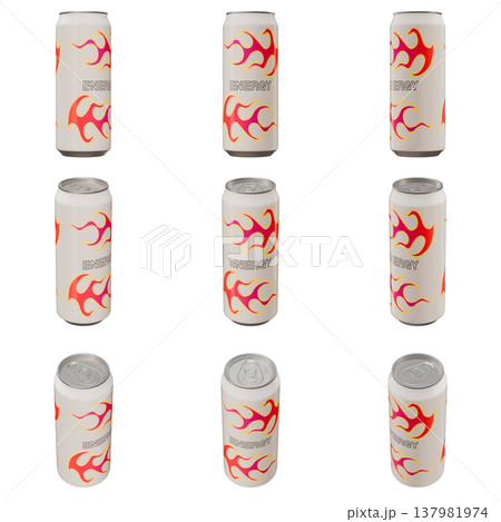 清涼飲料水のイラスト素材　エナジードリンク（1）　カット九点セット 137981974