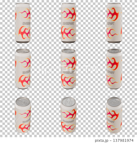 清涼飲料水のイラスト素材　エナジードリンク（1）　カット九点セット 137981974