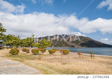 琵琶湖岸風景　滋賀県長浜市マキノ町 137982268