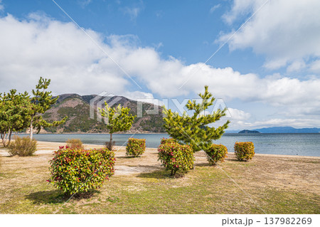 琵琶湖岸風景　滋賀県長浜市マキノ町 137982269