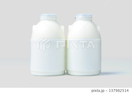 開封済みの飲むヨーグルトボトル 500ml モックアップ パッケージ素材 開封済みの飲むヨーグルトボトル 500ml モックアップ パッケージ素材 137982514