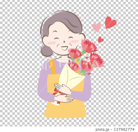 A mother receiving carnations on Mother's Day 137982774