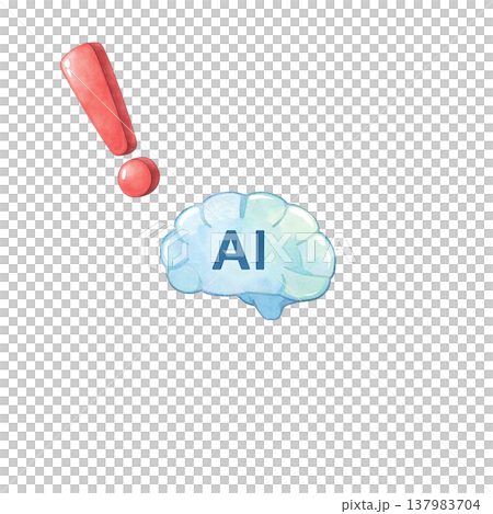 AIとひらめきマークのシンプル素材 人工知能アイデアイメージ 白背景 137983704