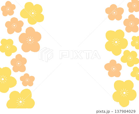 水彩風のかわいい花フレーム素材　黄色 137984029