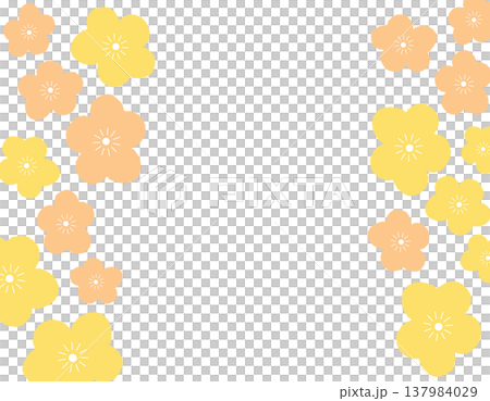 水彩風のかわいい花フレーム素材　黄色 137984029