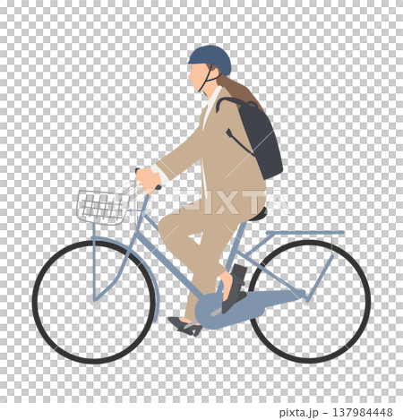 圖解:一位身著職業裝的女士騎自行車通勤。 圖解:一位身著職業裝的女士騎自行車通勤。 137984448