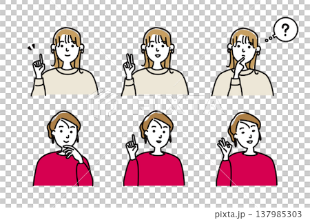 woman with various facial expressions woman with various facial expressions 137985303