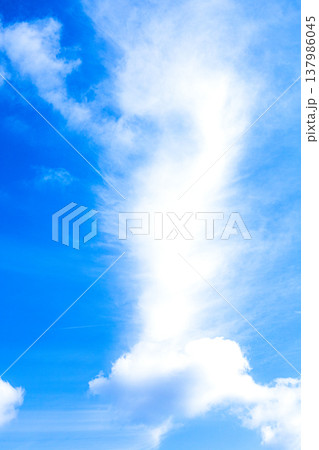 爽快感のある青い空と不思議な形の雲のシンプルなイメージ風景 爽快感のある青い空と不思議な形の雲のシンプルなイメージ風景 137986045