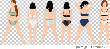 Illustration of a woman who succeeded in dieting 137986479