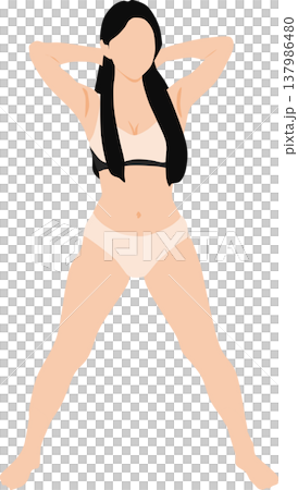 Illustration of a woman who succeeded in dieting 137986480