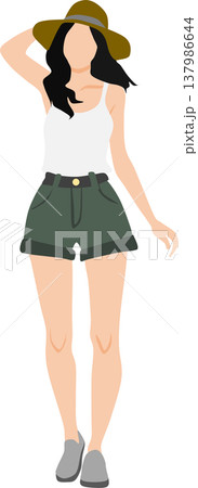 夏服を着た女性のイラスト 137986644