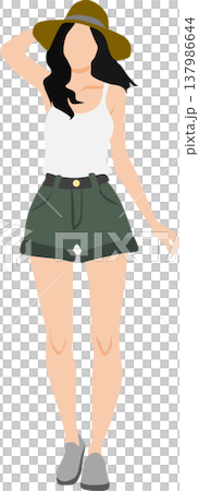 夏服を着た女性のイラスト 137986644