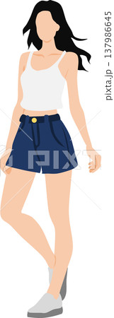 夏服を着た女性のイラスト 夏服を着た女性のイラスト 137986645