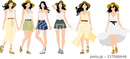 夏服を着た女性のイラスト 夏服を着た女性のイラスト 137986646