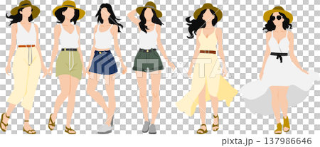 夏服を着た女性のイラスト 夏服を着た女性のイラスト 137986646