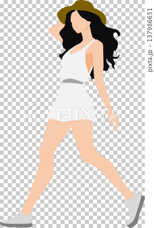 夏服を着た女性のイラスト 夏服を着た女性のイラスト 137986651