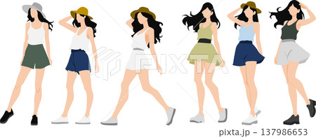 夏服を着た女性のイラスト 夏服を着た女性のイラスト 137986653