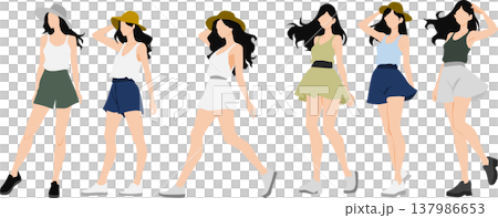 夏服を着た女性のイラスト 夏服を着た女性のイラスト 137986653