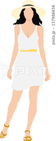 夏服を着た女性のイラスト 137986656