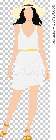 夏服を着た女性のイラスト 137986656