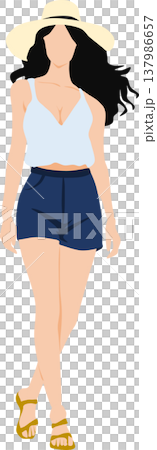 一個穿著夏天衣服的女人的插圖 一個穿著夏天衣服的女人的插圖 137986657