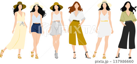 夏服を着た女性のイラスト 137986660