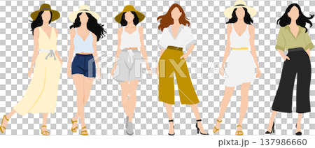 夏服を着た女性のイラスト 137986660