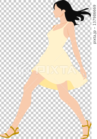 一個穿著夏天衣服的女人的插圖 一個穿著夏天衣服的女人的插圖 137986669