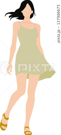 夏服を着た女性のイラスト 137986673