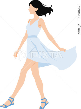 夏服を着た女性のイラスト 夏服を着た女性のイラスト 137986678