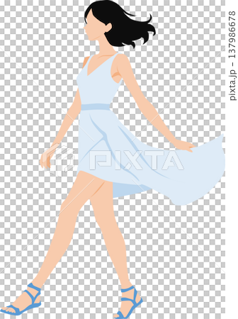 夏服を着た女性のイラスト 夏服を着た女性のイラスト 137986678