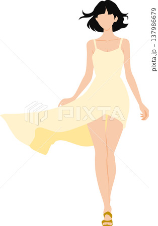 夏服を着た女性のイラスト 137986679