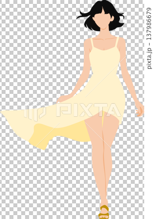 一個穿著夏天衣服的女人的插圖 一個穿著夏天衣服的女人的插圖 137986679