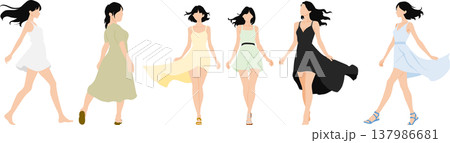 夏服を着た女性のイラスト 137986681