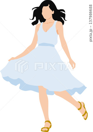 夏服を着た女性のイラスト 夏服を着た女性のイラスト 137986688