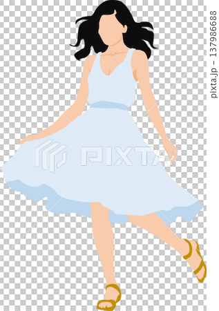 夏服を着た女性のイラスト 夏服を着た女性のイラスト 137986688