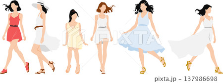 夏服を着た女性のイラスト 137986698
