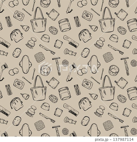 Eco friendly Zero Waste Lifestyle seamless pattern 137987114