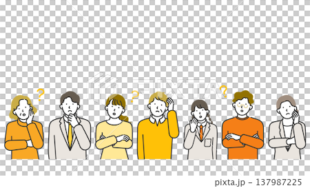 帶有文字空間的橫幅線條藝術插圖，旨在解決各個年齡層（包括老年人、上班族和穿制服的學生）的關注點和問題。 137987225