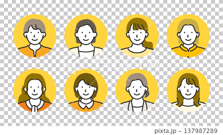 專為年輕女性設計的頭像圖示集和線條插畫。 137987289