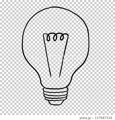 Line drawing illustration of a light bulb: Image material for inspiration, ideas, and light. 137987338