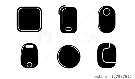 Black Solid Item Finder Silhouettes Set of Six on White Background Black Solid Item Finder Silhouettes Set of Six on White Background 137987610