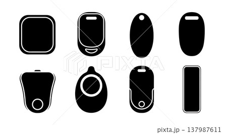 Black Solid Item Finder Silhouettes Set of Six on White Background 137987611