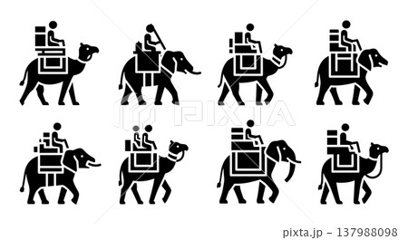 Black Solid Exotic Ride Silhouettes Set of Six on White Background 137988098