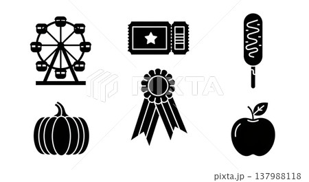 Black Solid Fall Festival and County Fair Silhouette Icons 137988118