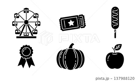 Black Solid Fall Festival and County Fair Silhouette Icons 137988120