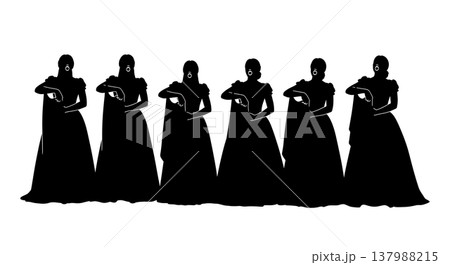 Black Solid Soprano Silhouettes Set of Six on White Background 137988215