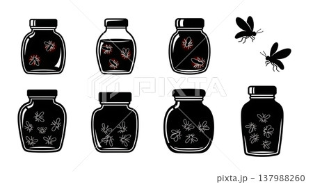 Assortment of Six Firefly and Lightning Bug Silhouettes Assortment of Six Firefly and Lightning Bug Silhouettes 137988260