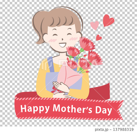 母の日にカーネーションをもらうお母さん　タイトル 137988319